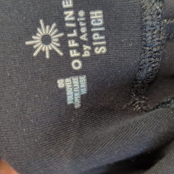 Aerie OG Foldover Super Flare High Rise Black Pants Small - Picture 7 of 10